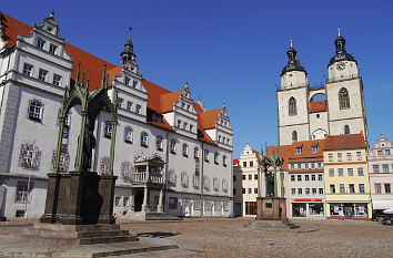 Marktplatz mit Rathaus in Wittenberg